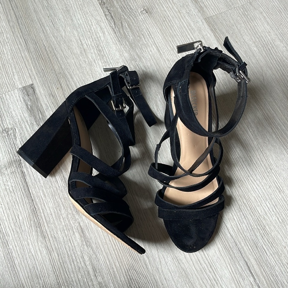 Bleecker and bond mindy black leather strappy heel Size 7.5